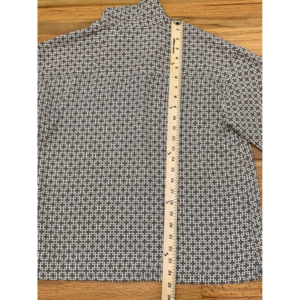 Abercrombie & Fitch Women's Brown Geometric Tile Print Button Up Shirt Blouse - Picture 6 of 9